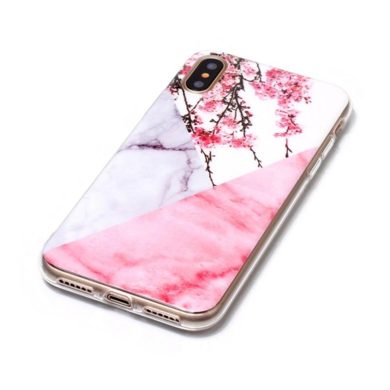 Coque iPhone X Marbrée Fleurs De Prunier