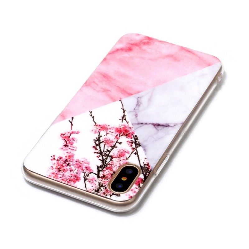 Coque iPhone X Marbrée Fleurs De Prunier