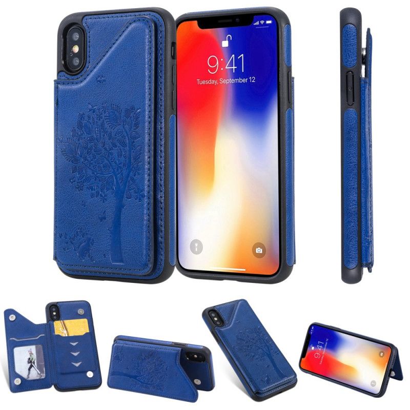 Coque iPhone X Porte-cartes Support Impression Chat