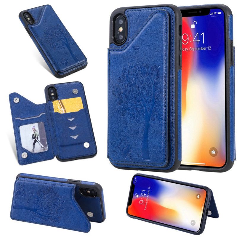 Coque iPhone X Porte-cartes Support Impression Chat