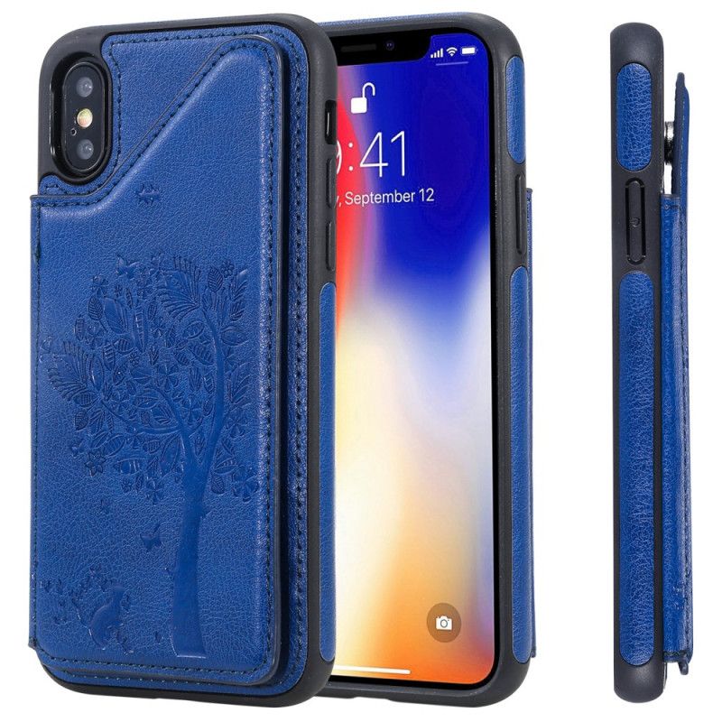 Coque iPhone X Porte-cartes Support Impression Chat