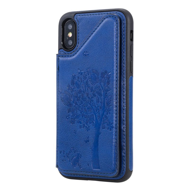Coque iPhone X Porte-cartes Support Impression Chat