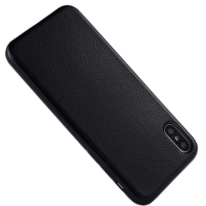 Coque iPhone X Sulada Effet Cuir Litchi