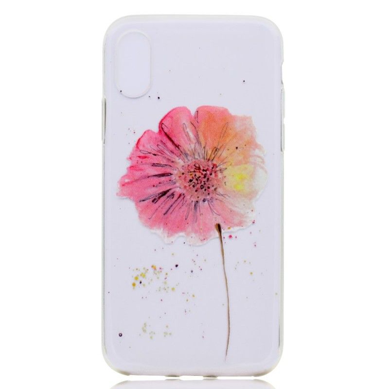 Coque iPhone X Transparente Coquelicot Aquarelle