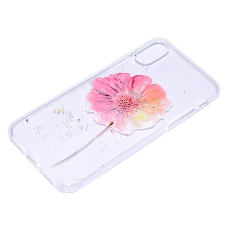 Coque iPhone X Transparente Coquelicot Aquarelle