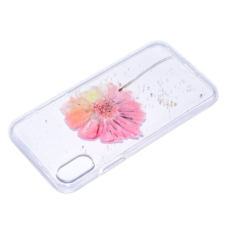 Coque iPhone X Transparente Coquelicot Aquarelle