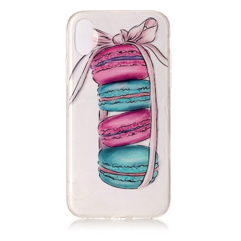 Coque iPhone X Transparente Macarons Gourmands