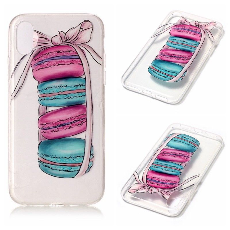 Coque iPhone X Transparente Macarons Gourmands