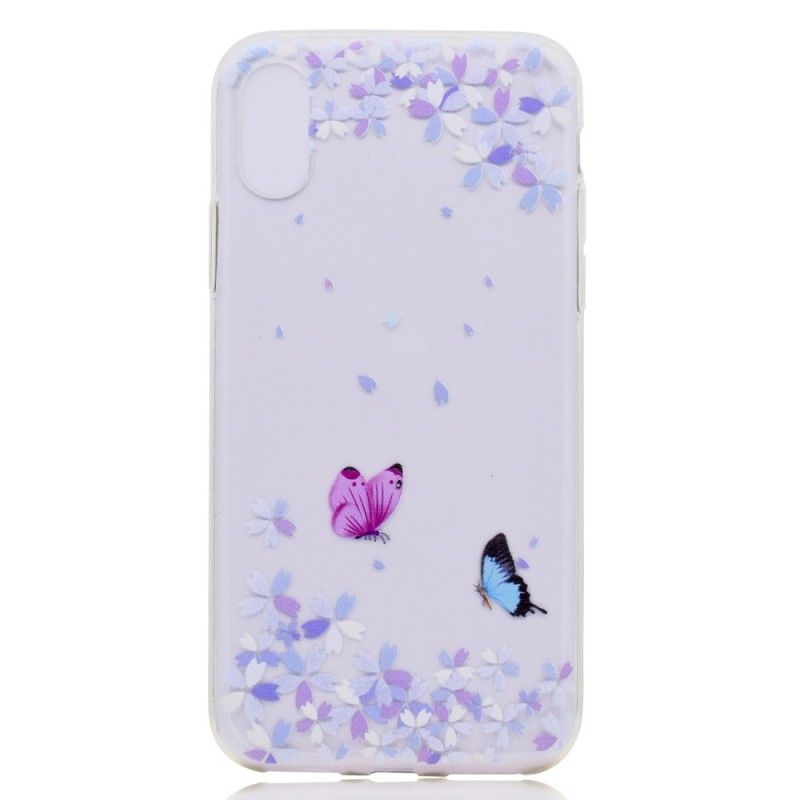 Coque iPhone X Transparente Papillons Et Fleurs