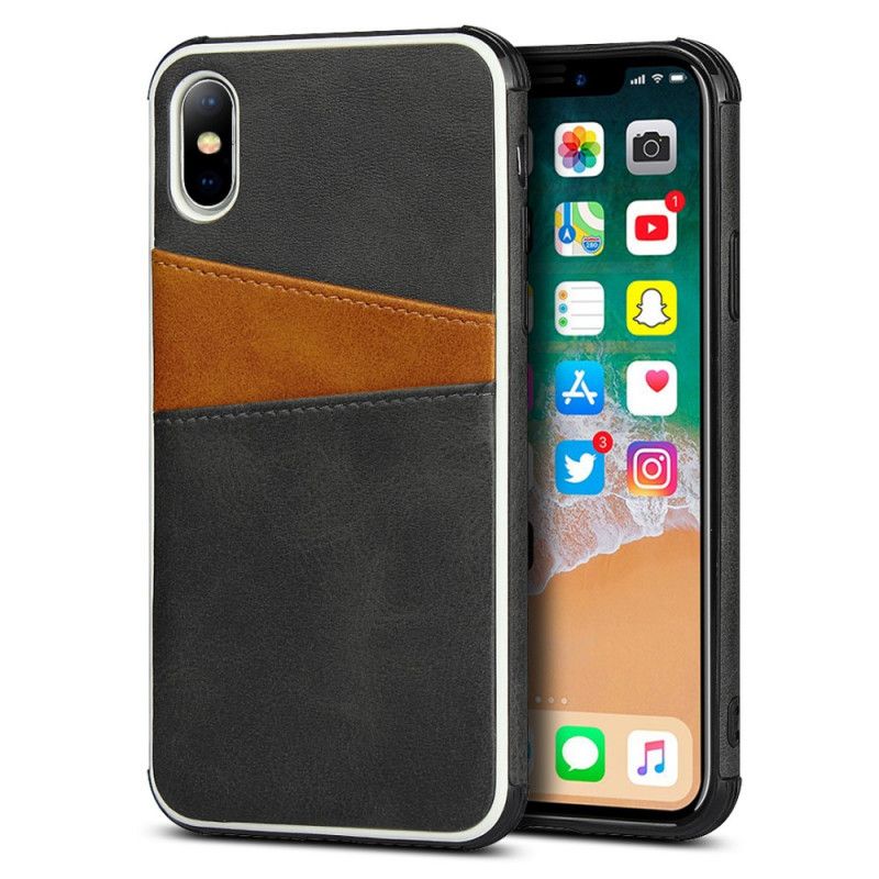 Coque iPhone X / Xs Bicolore Double Porte-cartes