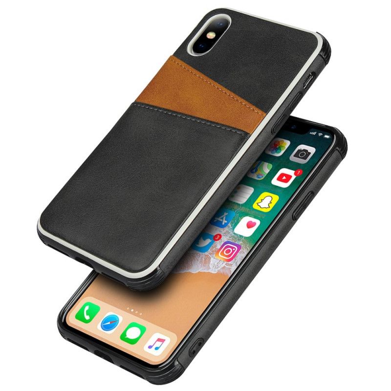 Coque iPhone X / Xs Bicolore Double Porte-cartes