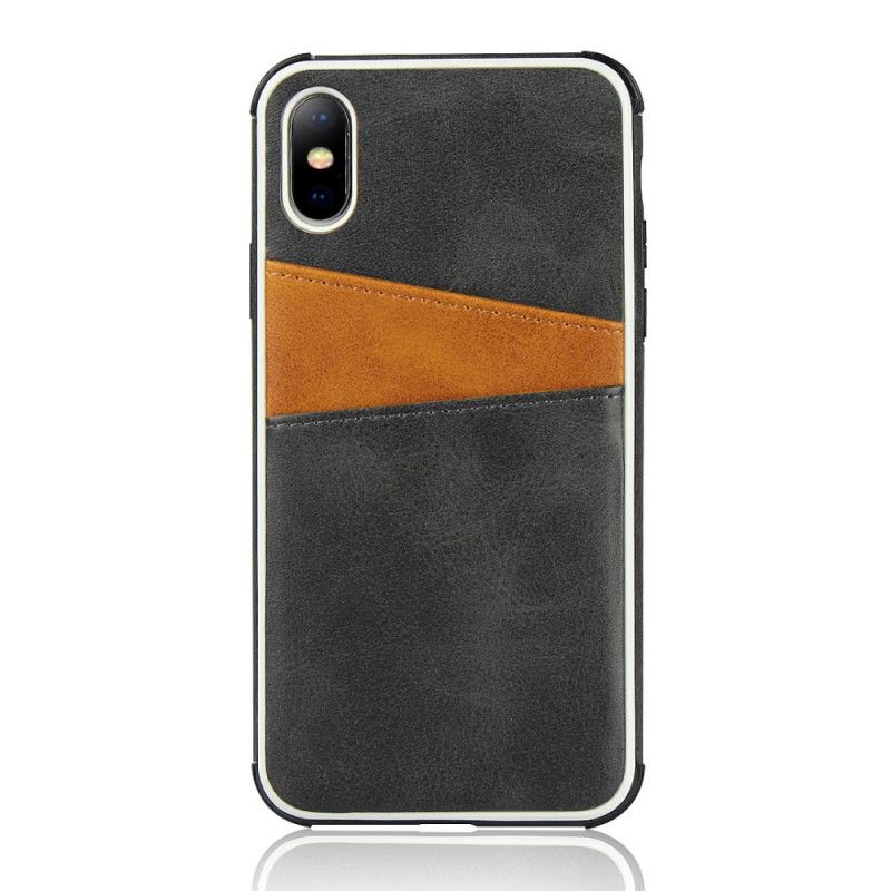 Coque iPhone X / Xs Bicolore Double Porte-cartes