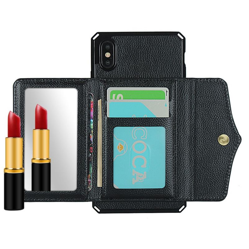 Coque iPhone X / Xs Multi-fonctionnelle Avec Miroir Et Lanière