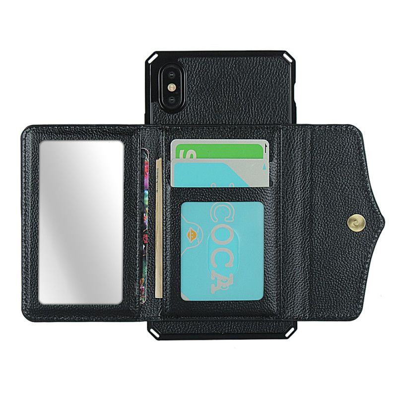 Coque iPhone X / Xs Multi-fonctionnelle Avec Miroir Et Lanière