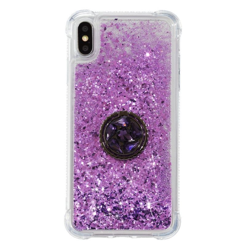 Coque iPhone X / Xs Paillettes Avec Anneau-support