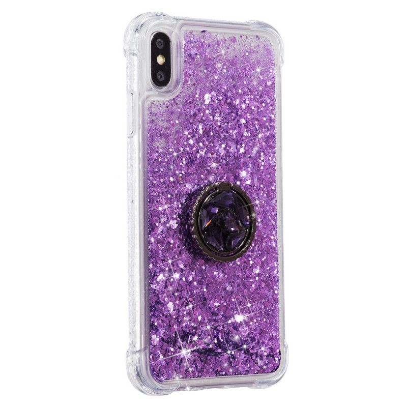 Coque iPhone X / Xs Paillettes Avec Anneau-support