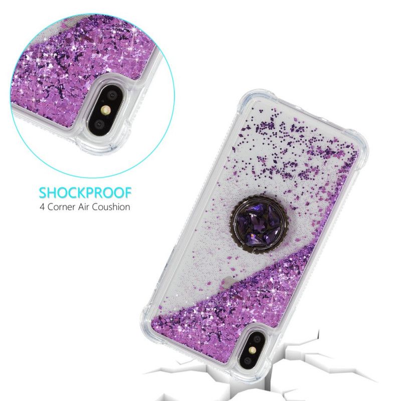 Coque iPhone X / Xs Paillettes Avec Anneau-support