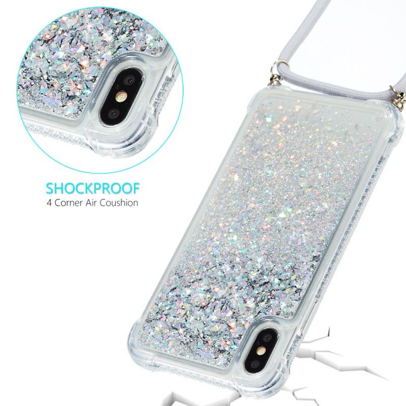 Coque iPhone X / Xs Paillettes Et Cordon