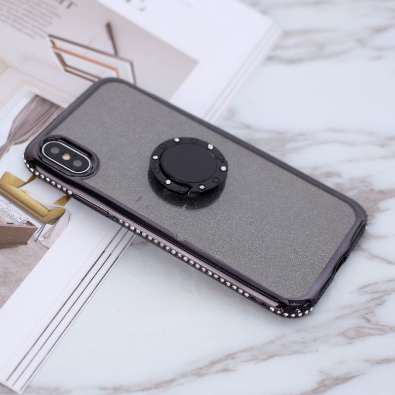 Coque iPhone X / Xs Paillettes Et Diamants Anneau