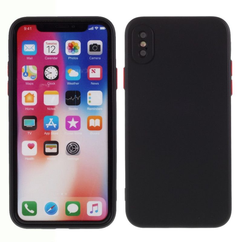 Coque iPhone X / Xs Silicone Flexible Bouton Coloré