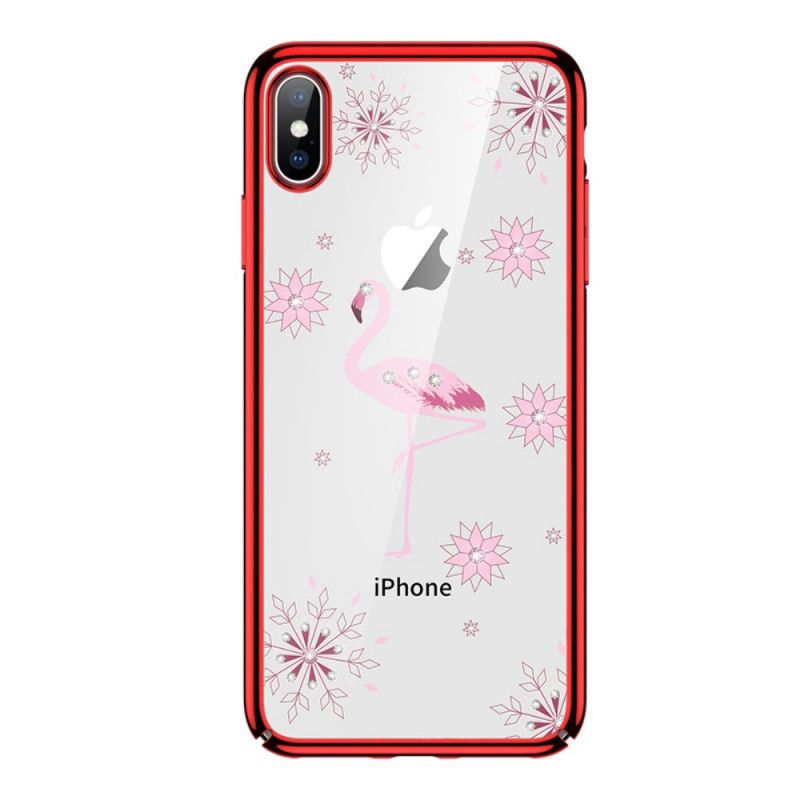 Coque iPhone X / Xs Sulada Diamants Flamant Rose