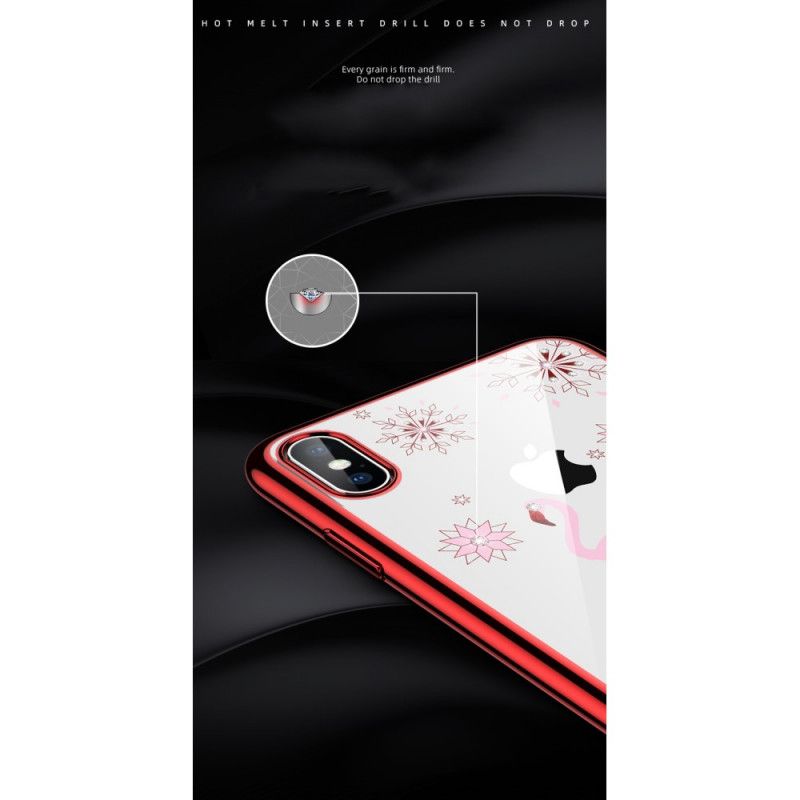 Coque iPhone X / Xs Sulada Diamants Flamant Rose