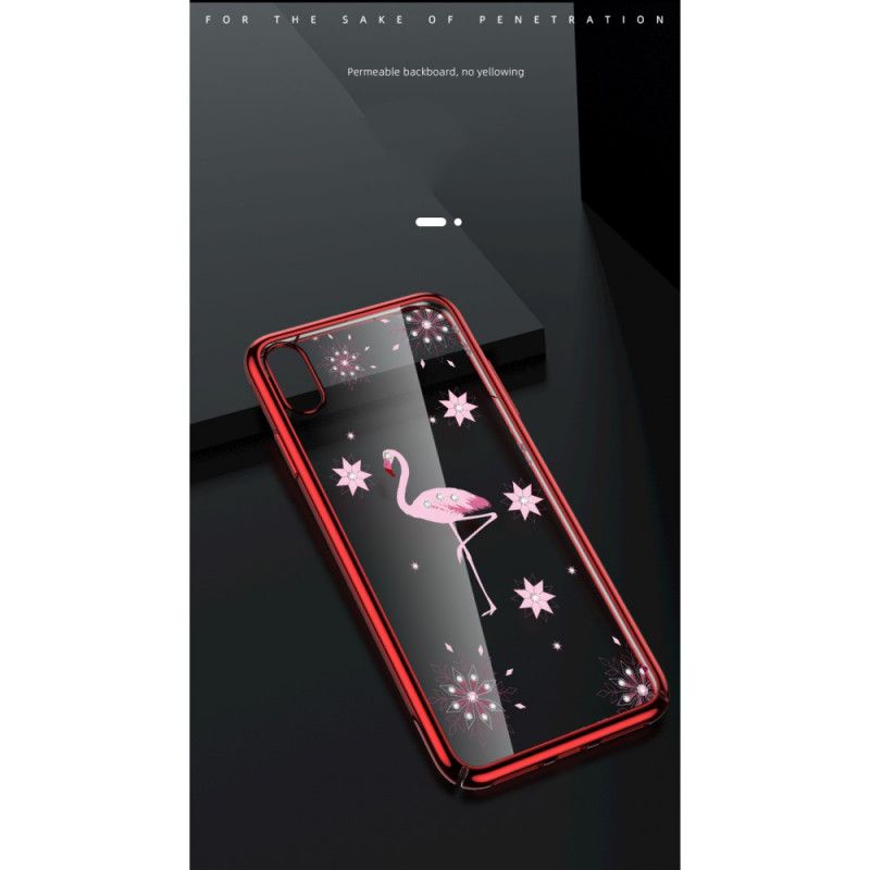 Coque iPhone X / Xs Sulada Diamants Flamant Rose