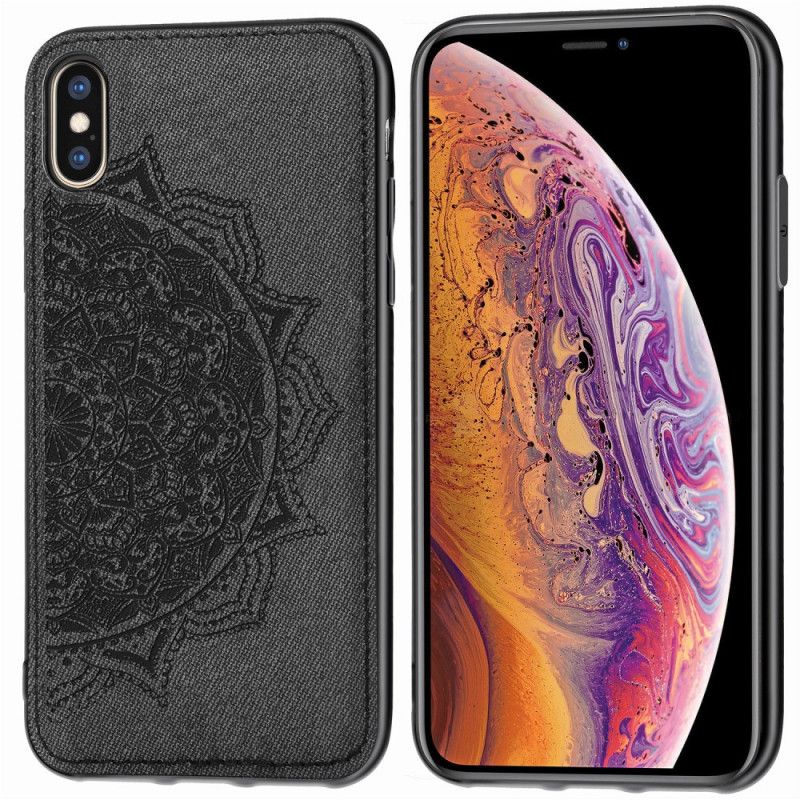 Coque iPhone X / Xs Texture Tissu Et Mandala