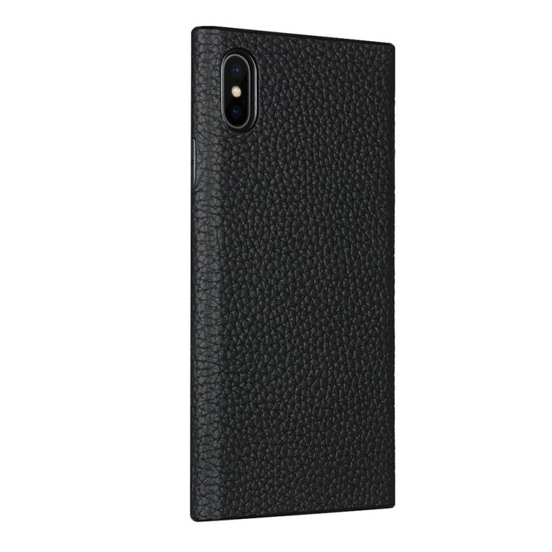 Coque iPhone X / Xs Véritable Cuir Litchi Avec Lanière