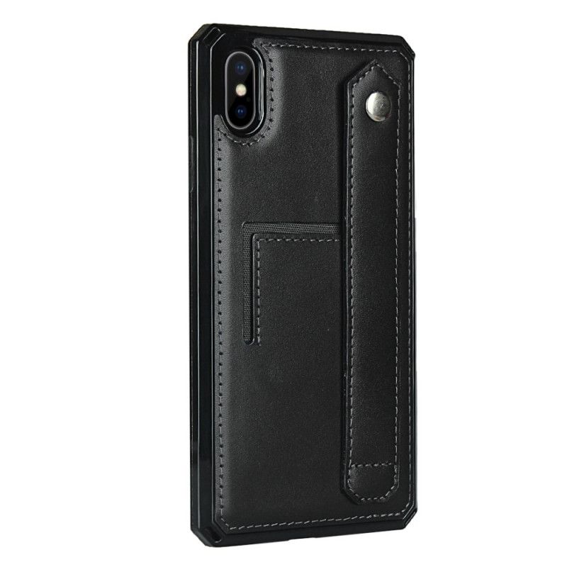 Coque iPhone X / Xs Véritable Cuir Sangle, Porte-carte Et Lanière