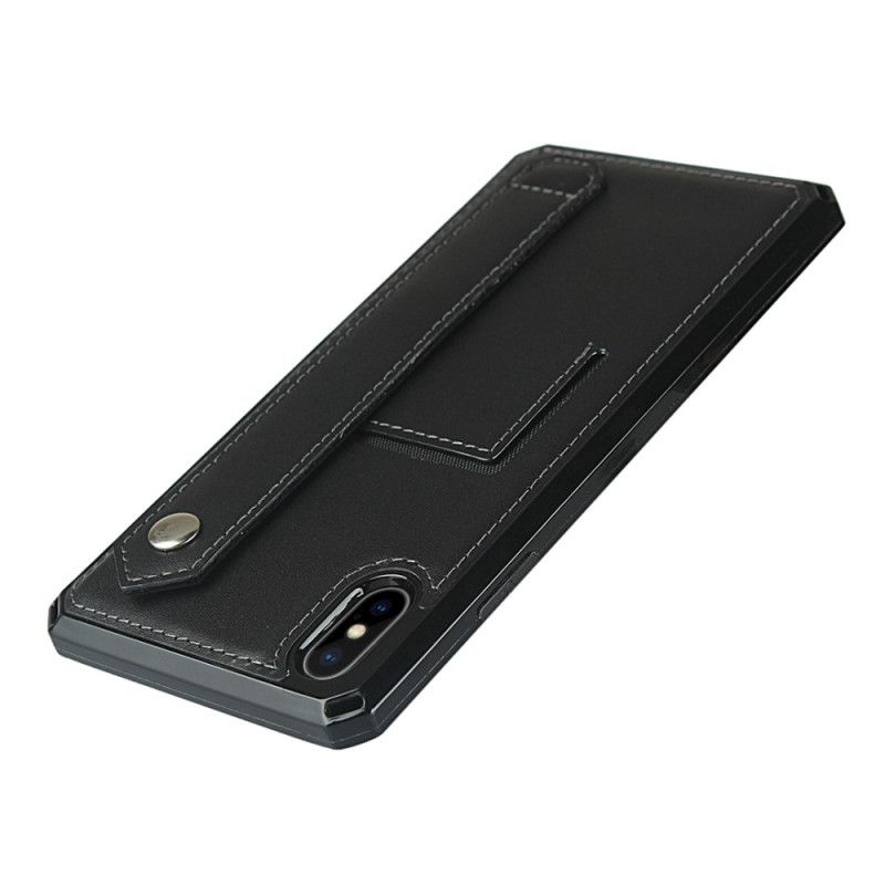 Coque iPhone X / Xs Véritable Cuir Sangle, Porte-carte Et Lanière