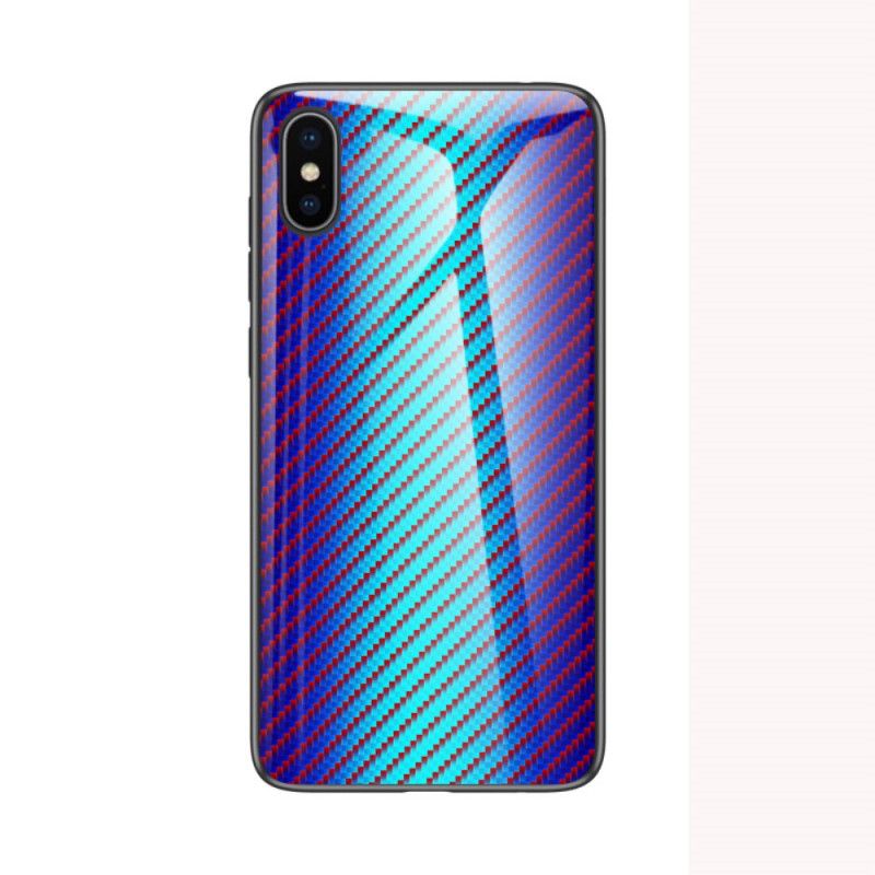 Coque iPhone X / Xs Verre Trempé Fibre Carbone