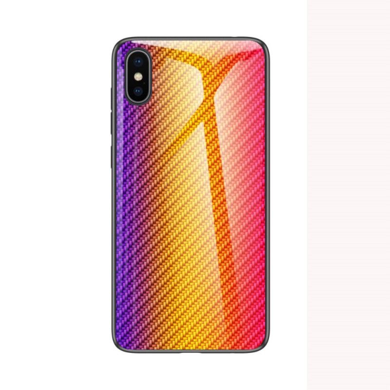 Coque iPhone X / Xs Verre Trempé Fibre Carbone