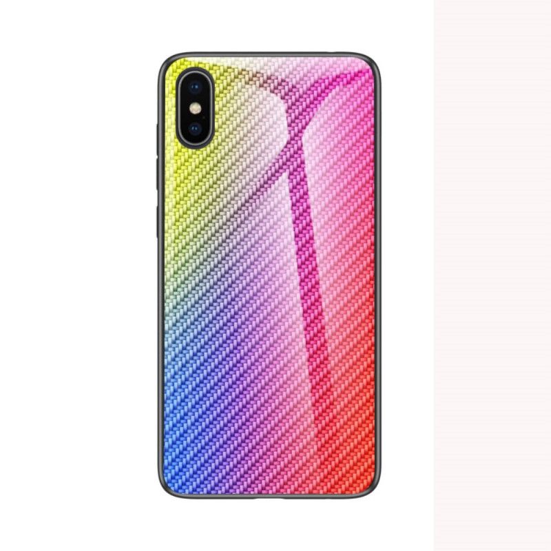 Coque iPhone X / Xs Verre Trempé Fibre Carbone