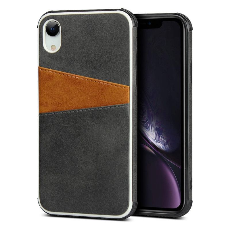 Coque iPhone Xr Bicolore Double Porte-cartes