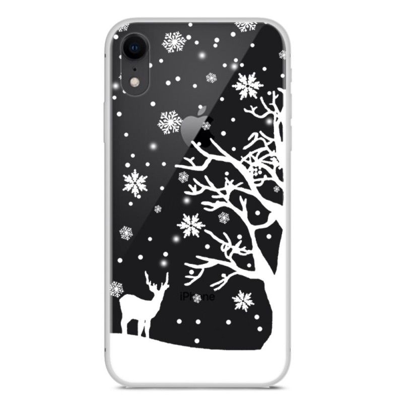 Coque iPhone Xr Cerf Et Flocons De Neige