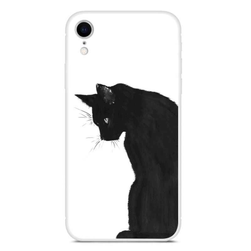 Coque iPhone Xr Chat Noir Pensif