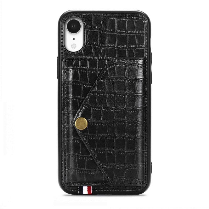 Coque iPhone Xr Crocodile Porte-cartes Et Support