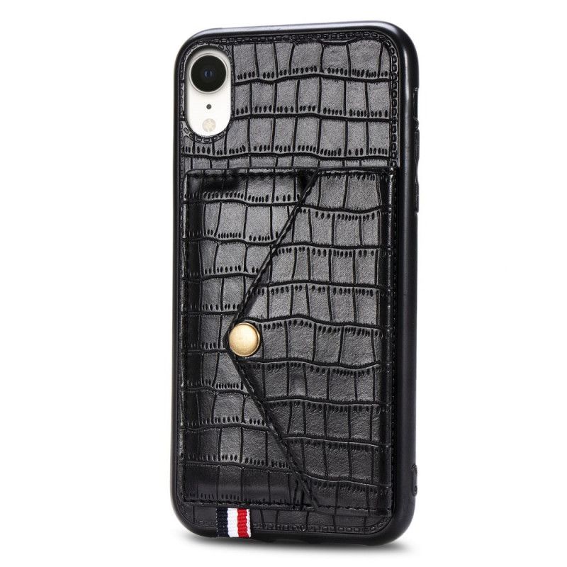 Coque iPhone Xr Crocodile Porte-cartes Et Support