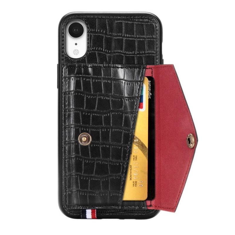 Coque iPhone Xr Crocodile Porte-cartes Et Support