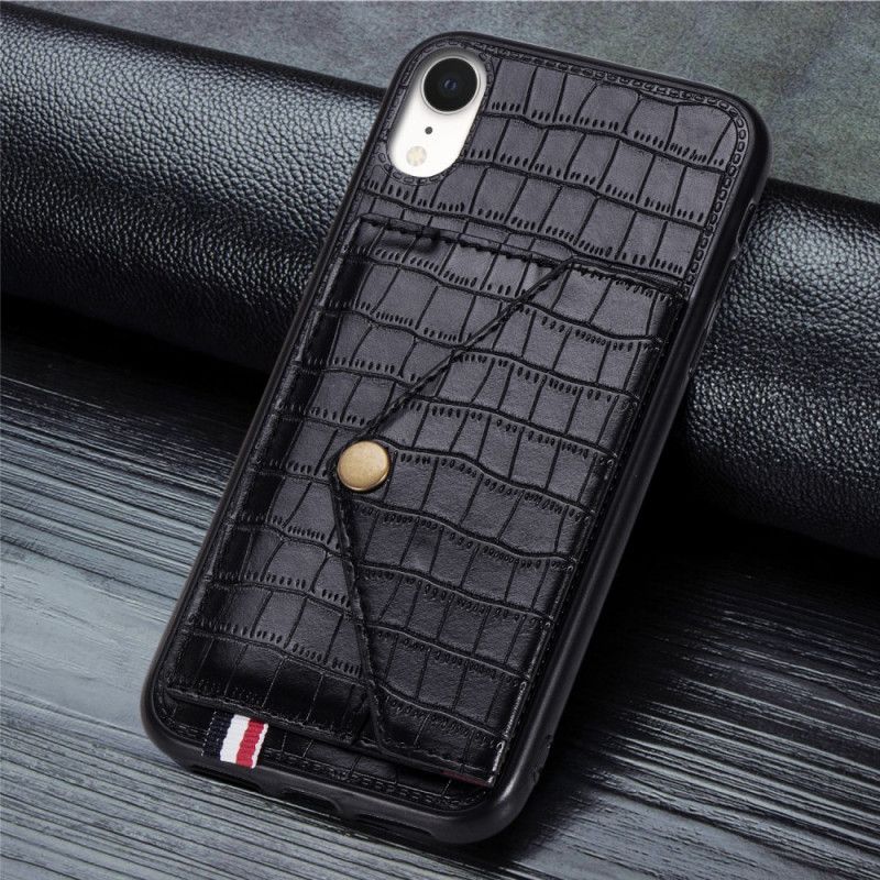 Coque iPhone Xr Crocodile Porte-cartes Et Support