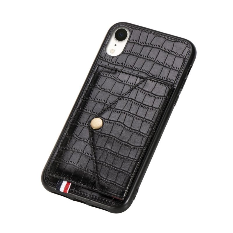 Coque iPhone Xr Crocodile Porte-cartes Et Support