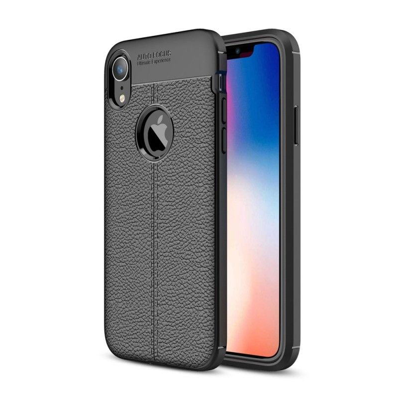 Coque iPhone Xr Effet Cuir Litchi Double Line