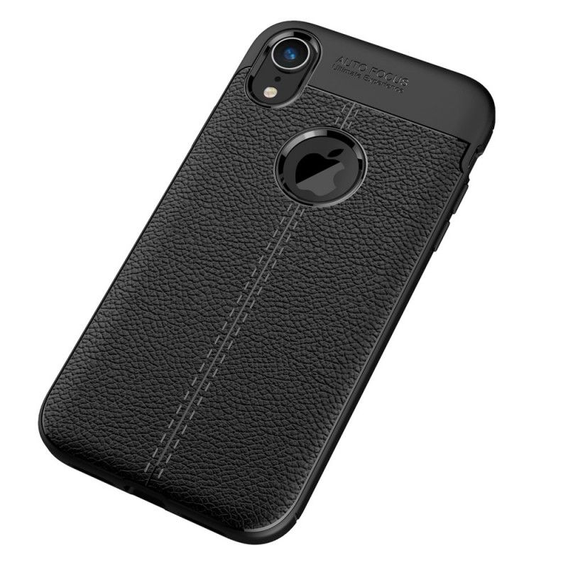 Coque iPhone Xr Effet Cuir Litchi Double Line