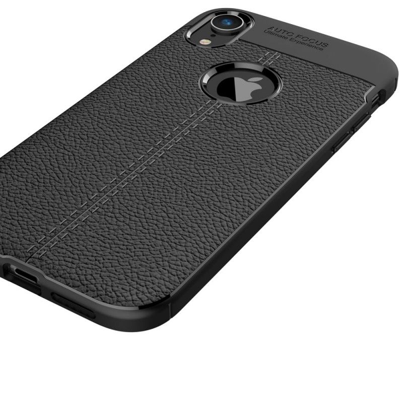 Coque iPhone Xr Effet Cuir Litchi Double Line