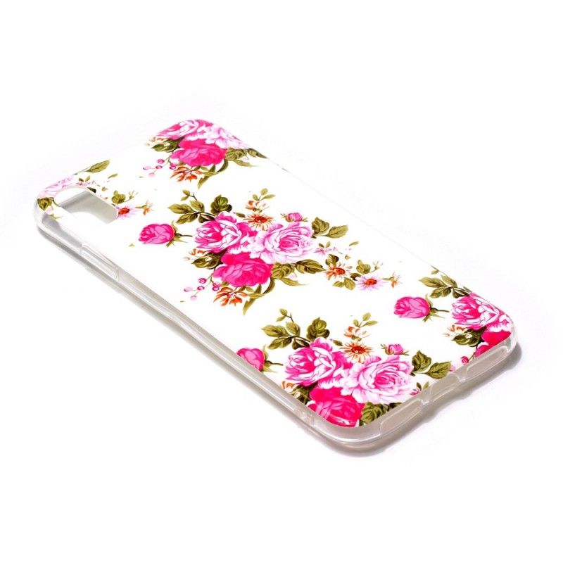 Coque iPhone Xr Fleurs Liberty Fluorescente