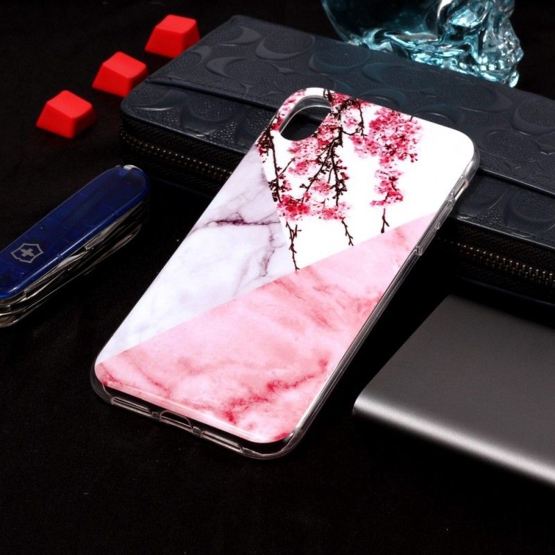 Coque iPhone Xr Marbrée Fleurs De Prunier