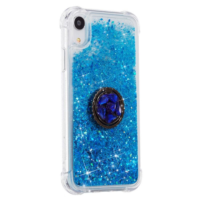 Coque iPhone Xr Paillettes Avec Anneau-support