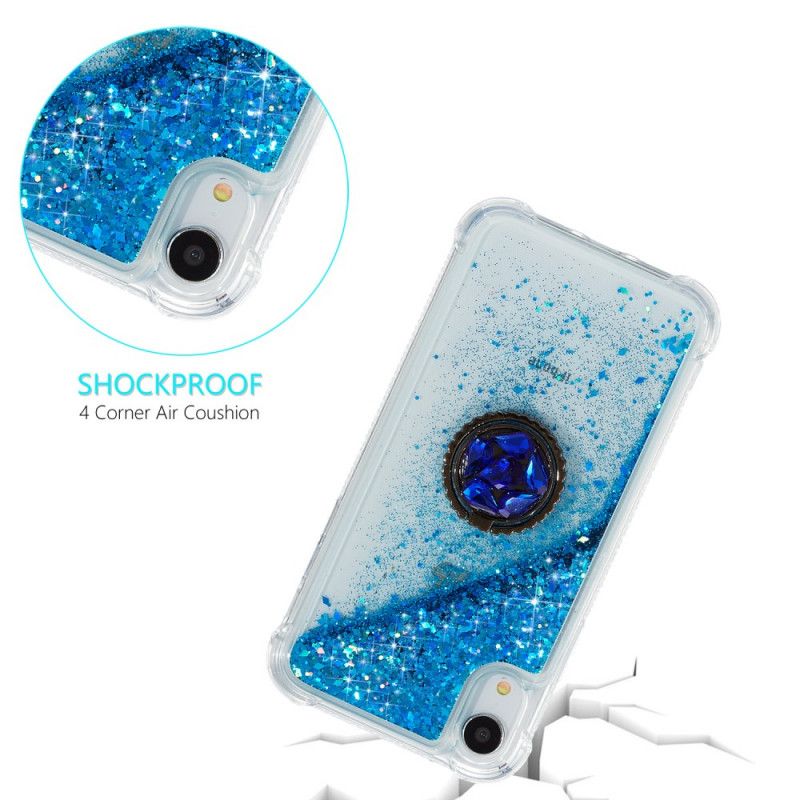 Coque iPhone Xr Paillettes Avec Anneau-support