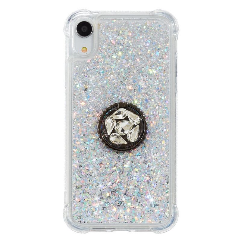 Coque iPhone Xr Paillettes Avec Anneau-support